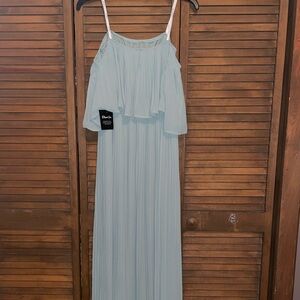 Light Olive Chiffon Pleated Off Shoulder Maternity Maxi